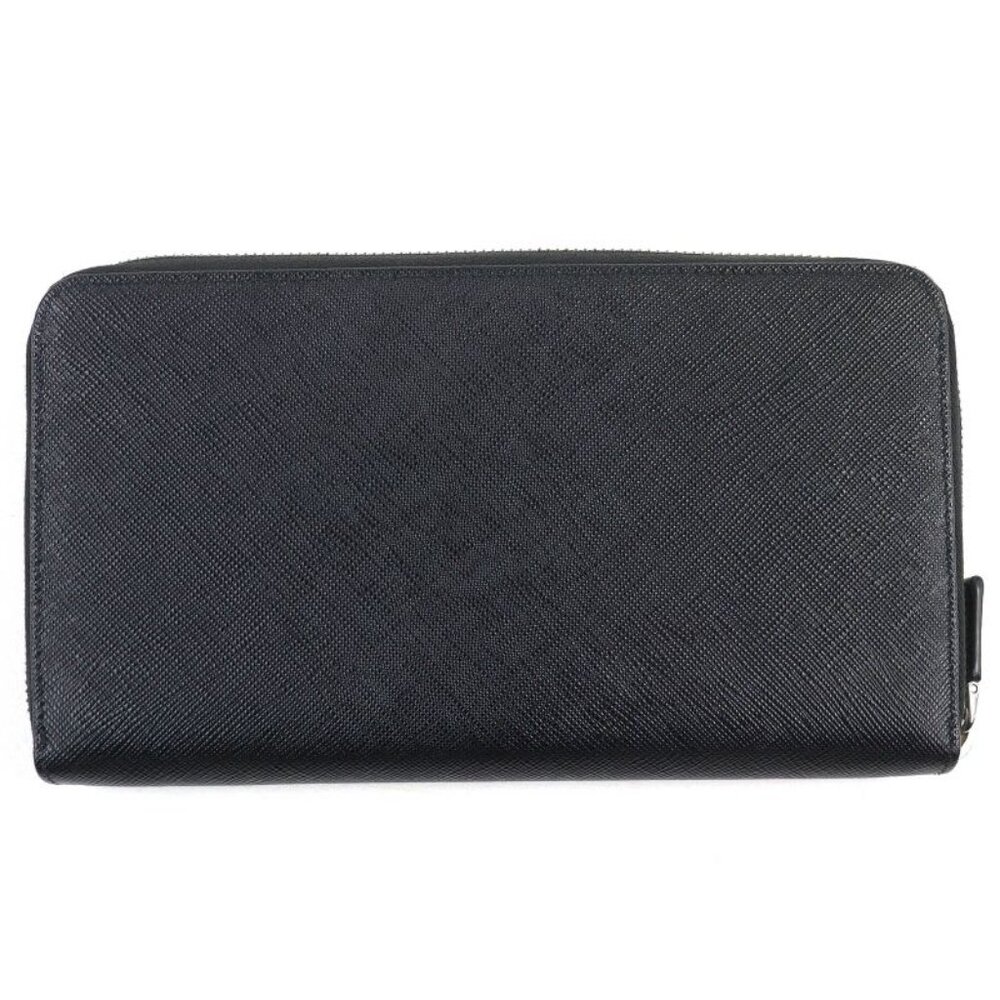 Prada 2 Ml188 Saffiano Leather Triangle Logo Triangle Plate Round Zip Long - Picture 2 of 8